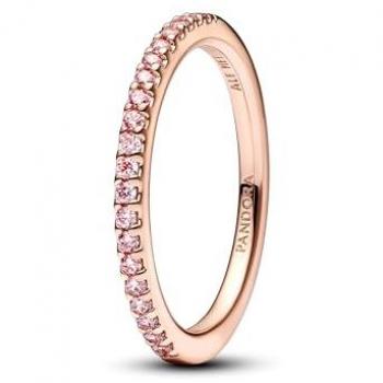 Anillo Banda Brillante Rosa Pandora de Oro Rosado con Circonitas Cúbicas - Talla 54