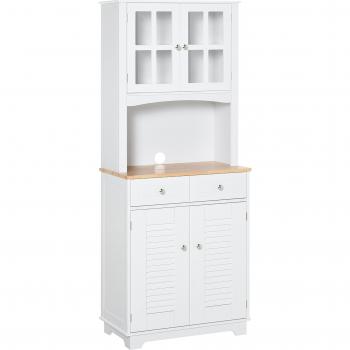 Aparador Mika Homcom 2 Armarios + 2 Cajones + Estante Blanco 170X68x39,5 cm