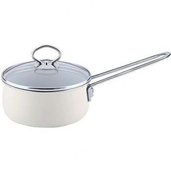 Rondel esmaltado con tapa de vidrio 1L 16cm Avorio Riess
