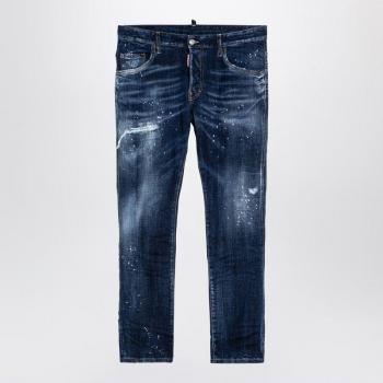 Dsquared2 Men's Navy Washed Denim Jeans, Slim-fit, Blue, Size 52 (S74LB1556S30664)