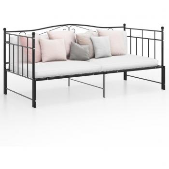 Estructura de sofá cama extraíble negro en metal 90x200 cm