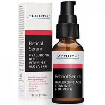 Retinol Serum 2.5% with Hyaluronic Acid, Aloe Vera, Vitamin E - Boost Collagen Production, Reduce Wrinkles, Fine Lines, Even Skin Tone, Age Spots - 1 fl oz - Yeouth