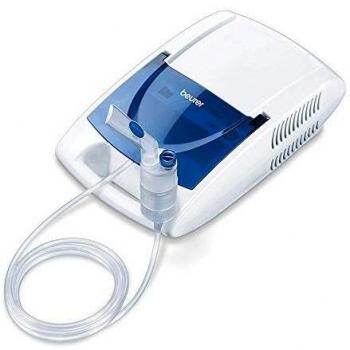 Beurer IH21 - Nebulizador para la inhalación de medicamentos líquidos con tecnología de aire comprimido, accesorio para nariz y compartimento, Azul, Color Blanco, 30 x 18 x 10 cm, 1.65 kg