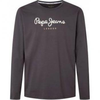 Pepe Jeans Men's Sustainable Long Sleeve Cotton T-Shirt - Eggo Black Size S