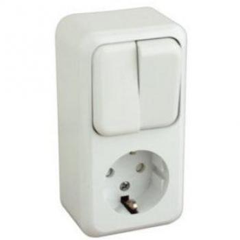 Base schuko con doble interruptor color blanco Electro Dh 36.470/BDI/B 8430552107001