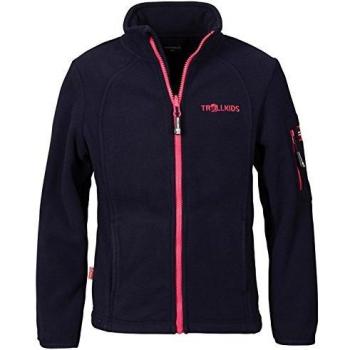 Trollkids Chaqueta de Polar para Niños Arendal, Color Azul Marino/Rosa Talla 6 años