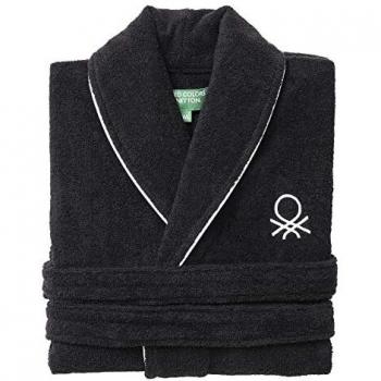 United Colors Of Benetton - Be175, Albornoz M L 360gsm 100 Algodón Negro (Black) White Hombre, M-L