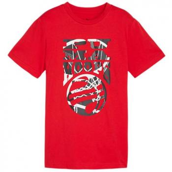 Camiseta Infantil Puma Basketball Blueprint Roja de Manga Corta
