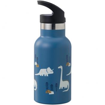 Termo 350 ml Fresk Dinosaurio con diseño de dinosaurios, capacidad de 350 ml, fabricado en acero inoxidable, tapa a prueba de fugas y aislamiento al vacío para mantener la temperatura
