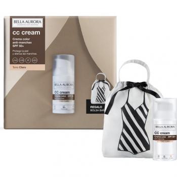 Bella Aurora - Pack Solar CC Cream SPF50+ Tono Claro con Bolsa Bañador