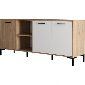 Aparador Calicosy 2 nichos 3 puertas decoración roble y blanco L180 cm