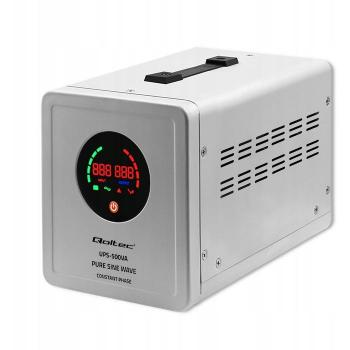Qoltec 50716 Sistema de Alimentación Ininterrumpida UPS de Onda Sinusoidal Pura | 500VA | 350W | Fase Constante | Gris