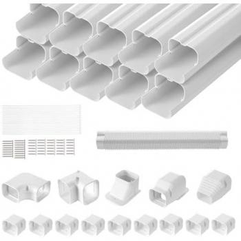 Vevor Mini Split Line Set Cover, 3-Inch Width x 17.7 Feet Length, Decorative PVC Pipe Cover for Air Conditioners with 10 Straight Ducts, Paintable for Heat Pumps, White