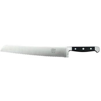 Cuchillo de Pan Alpha 32 cm, POM negro, forjado a mano, Doppelkropf