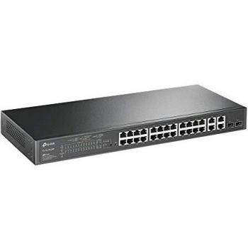 TP-Link JetStream 24-Port Smart PoE Switch with 4 Gigabit Ports and 2 Combo GB SFP Slots, Model T1500-28PCT
