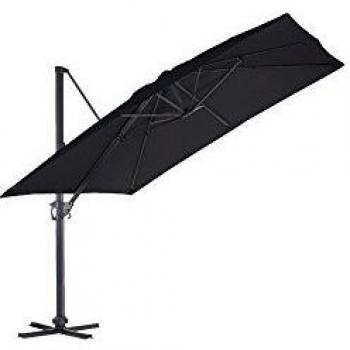 Parasol de aluminio Luxe King 3x3 m Gris Antracita con chimenea y diseño desviado