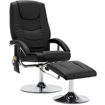 Fauteuil de massage avec repose-pied Noir Similicuir