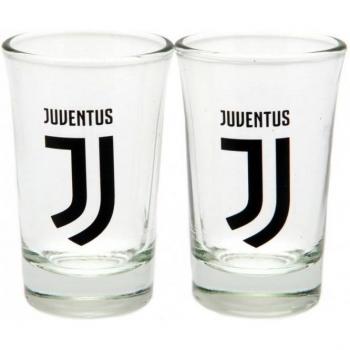 Set de dos vasos de chupito con escudo de la Juventus FC, transparente/negro, talla única