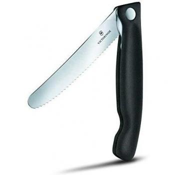 Cuchillo Plegable para Verduras Victorinox Swiss Classic, Hoja de 11 cm, Filo Dentado, Color Negro