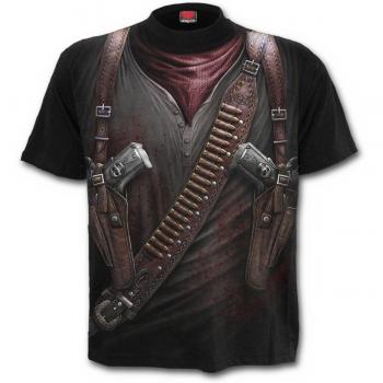 Spiral Holster Wrap All-Over Print Black Cotton T-Shirt - Men's Medium