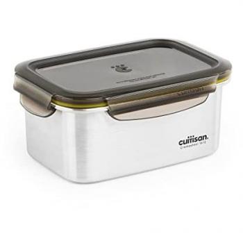 Recipiente Rectangular Hermético de 1L en Acero Inoxidable Apto para Microondas y Horno