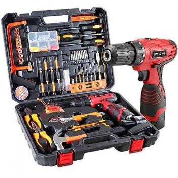 Taladro Atornillador 16.8V, Taladro Percutor a Batería con luces led, 2 Baterías de Litio 1300mAh, 2 Velociadades ajustables, 18+1 Ajuste de par, 60Accesorios