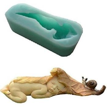 Moule en silicone versez l'utilisation Une Artisan Représentant Un Bébé sous une feuille avec un escargot