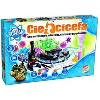 Cefa Toys- Ciencicefa 4 en 1 química, Cristales, microscopio y minerales