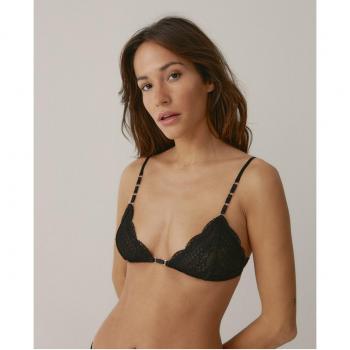 Black Limba Bralette triangular Hedy en encaje negro con detalles metálicos - Talla L