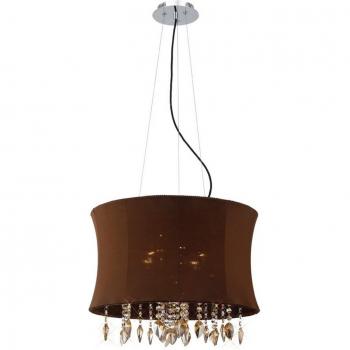Colgante Niki de 4 luces con pantalla de cristal cromado pulido marrón/café