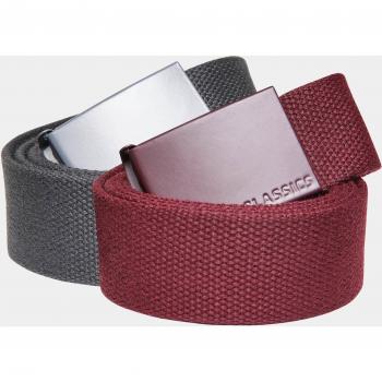 Cinturón de Lona Colorido con Hebilla 2-Pack Burdeos/Carbón Urban Classics