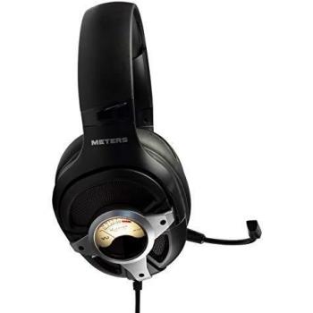 Meters M-LEVEL-UP, Gaming Headset, 7.1 Surround Sound, Detachable Mic, Powerful 50mm Drivers, In-line Remote, Bright Personalised RGB and Unique VU Meter, Compatible with PC, PS4 and Xbox