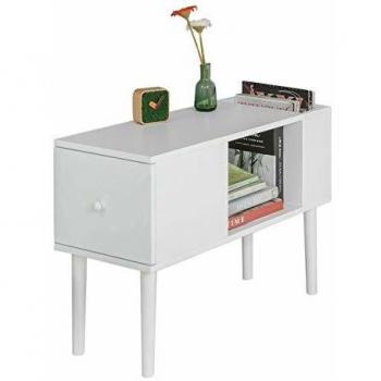 Mesa de Sofá Blanca con Cajón y Revistero FBT60-W