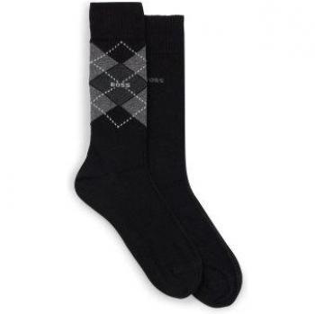 Calcetines Argyle negro BOSS para hombre - Pack de 2 pares