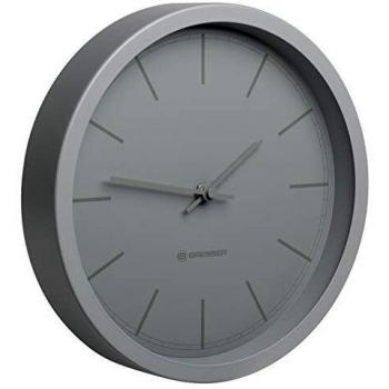 Bresser MyTime Funk-Wanduhr Reloj de Pared, Acero Inoxidable, Gris, 25 x 4.6 x 25 cm