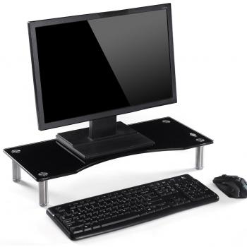 Soporte elevado para la pantalla del ordenador, altura ajustable, 56 cm de largo x 24 cm ancho x 9 cm alto, de crital transparente, de Ttap