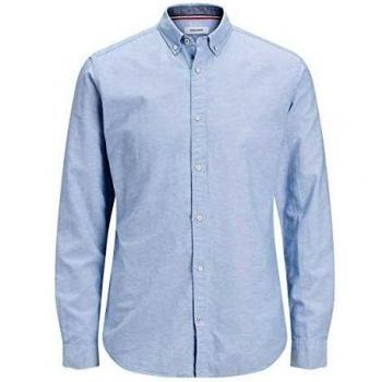 Jack&Jones Camisa Hombre XS Azul Claro 12163855 JJESUMMER Shirt LS S20 STS Infinity Slim