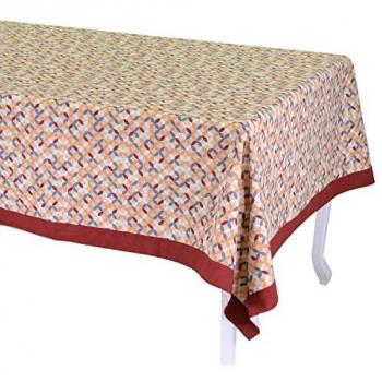 Mantel Rectangular Burdeos Óptico 140x240 cm con Borde de 5 cm
