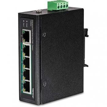 TrendNet TI-PE50 5-Port Industrial Fast Ethernet PoE+ Switch with DIN Rail Mounting
