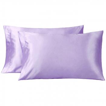 Bedsure Fundas de Almohada para Pelo y Rostro, 2 Piezas, Antiarrugas, sin Cremallera, Púrpura, 50x75 cm