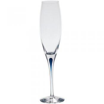 Orrefors 7 Ounce Champagne Flute Intermezzo Blue-Flauta de champán, 7 onzas, Vidrio, Transparente/Azul