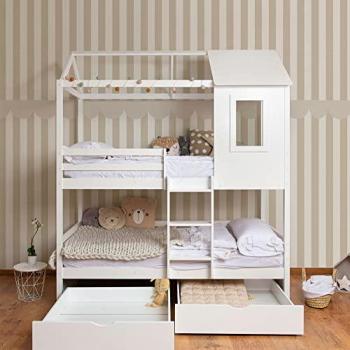 Litera Infantil MueMue con 2 Cajones de Madera Blanca 90x190/90x190cm
