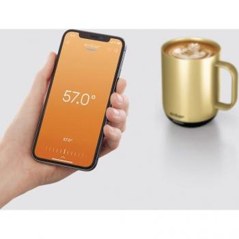 Taza Inteligente Ember Mug 2 - Taza Calefactable de 295 ml con Control de Temperatura, Pantalla LED y Batería Recargable, Color Oro