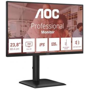 Monitor AOC E4 24E4CV 23.8 Full HD 1920x1080 LED Negro, IPS, 120Hz, Altura Ajustable, Altavoces USB-C