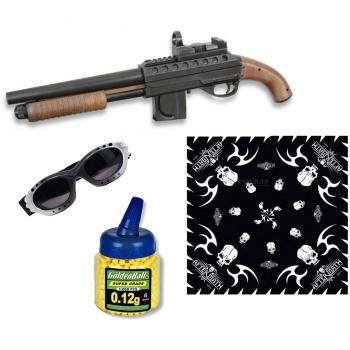 Martinez 38218. Escopeta airsoft Mossberg 500 corta. Calibre 6mm. Potencia 1,1 Julios