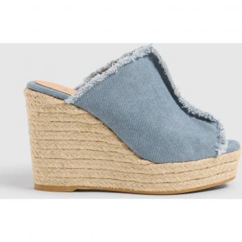 Sandalias de cuña Fátima en algodón azul