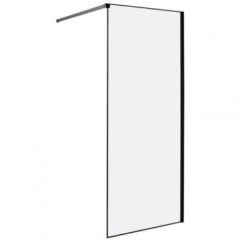 Mampara de ducha de vidrio templado sin puerta 80 x 190 cm negra Waspam