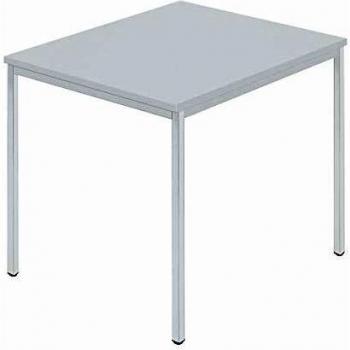 Mesa rectangular de tubo cuadrado revestido 800 x 800 mm, color gris - Kaiserkraft