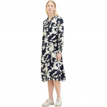Vestido camisero de manga larga estampado con flores