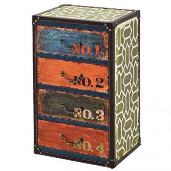 Cómoda Goslar Multicolor con 4 Cajones de MDF, 66 x 40 x 30 cm, Diseño Industrial